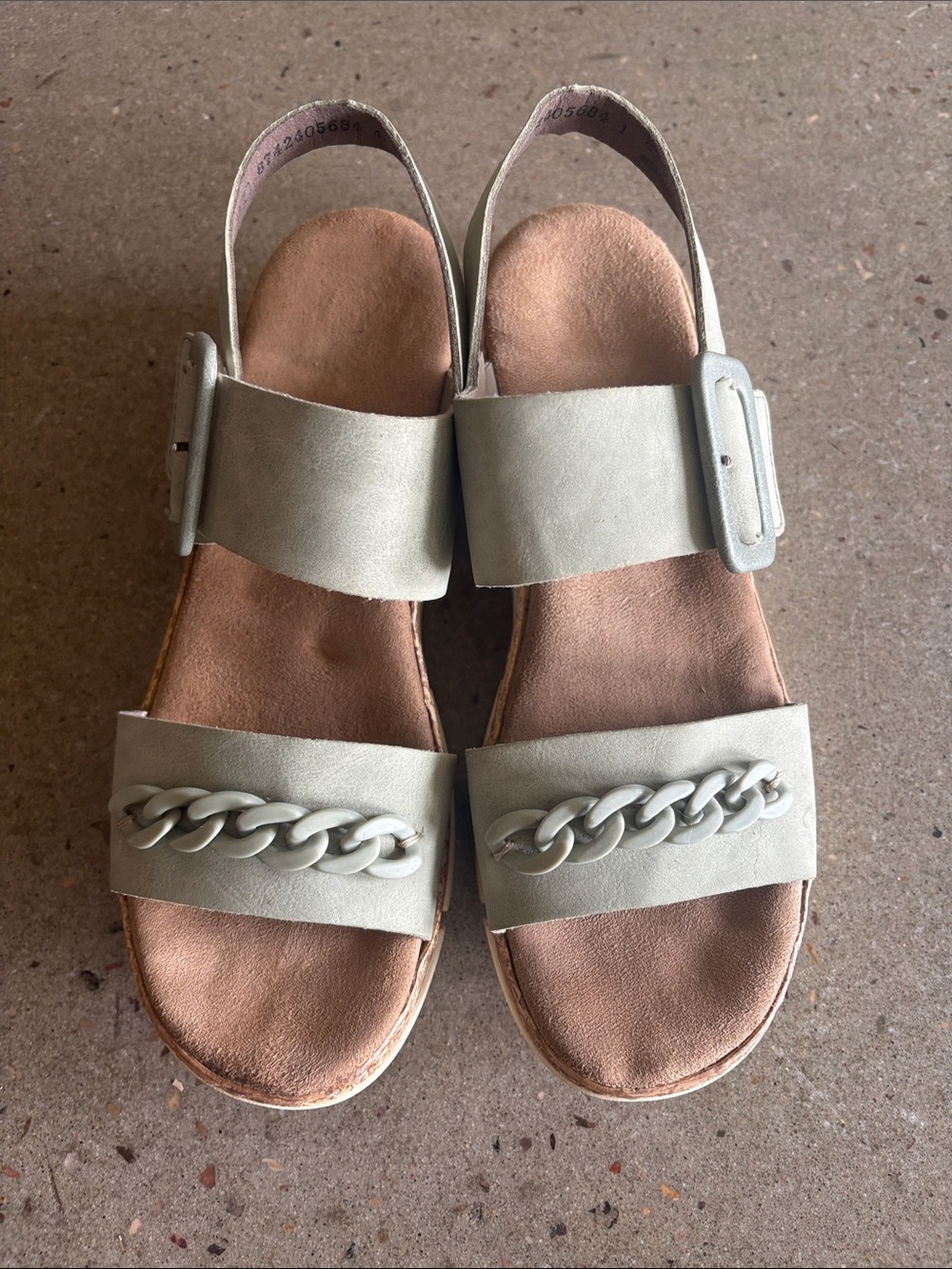 Rieker Light Gray Chain-Accent Slingback Sandals